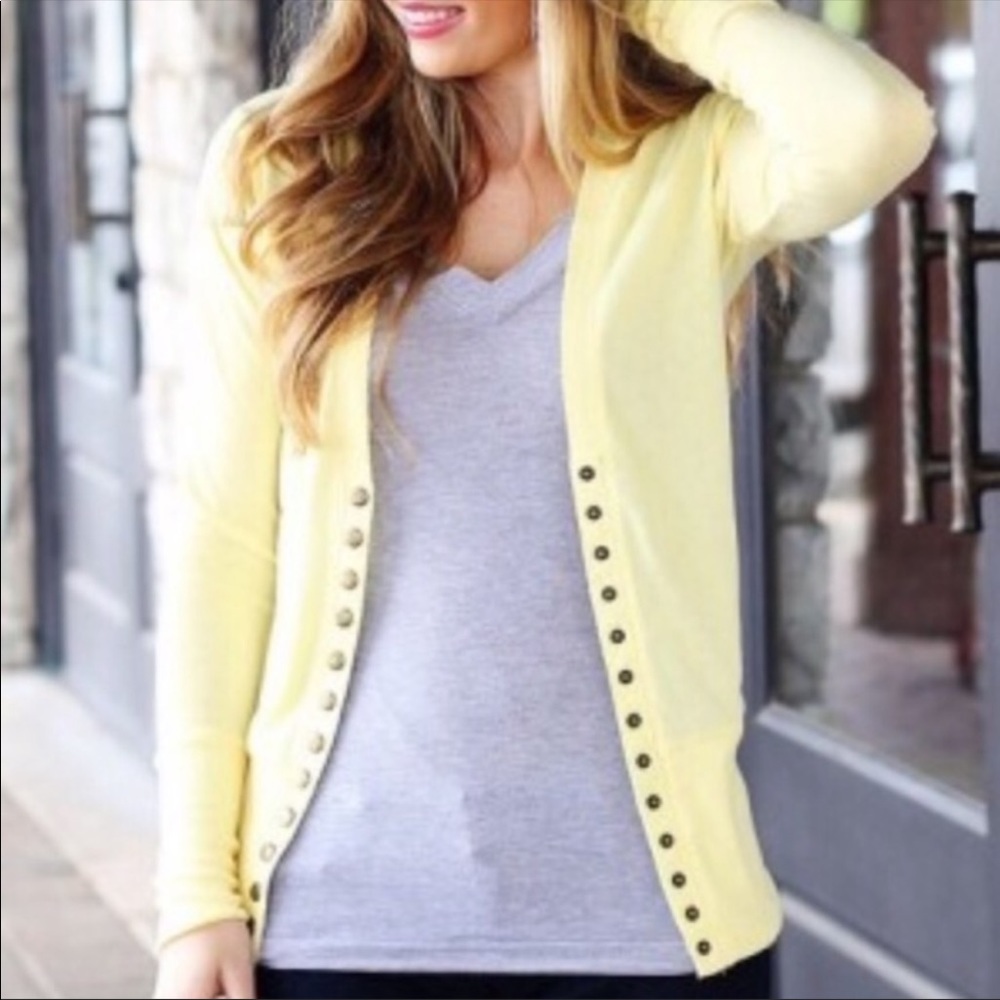 Lemon cardigan size small brass buttons